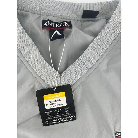 Antigua Golf Jacket Mens Small Gray Pullover Long Sleeve Pockets Sportswear New - Picture 2 of 11